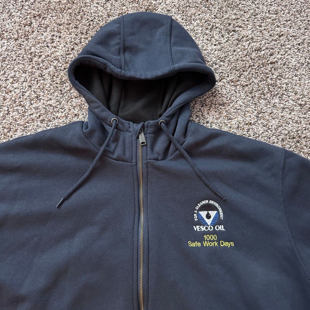 Carhartt Hoodie Mens XL Loose Fit Blue Thermal Lined Rain Defender Midweight - Picture 2 of 10